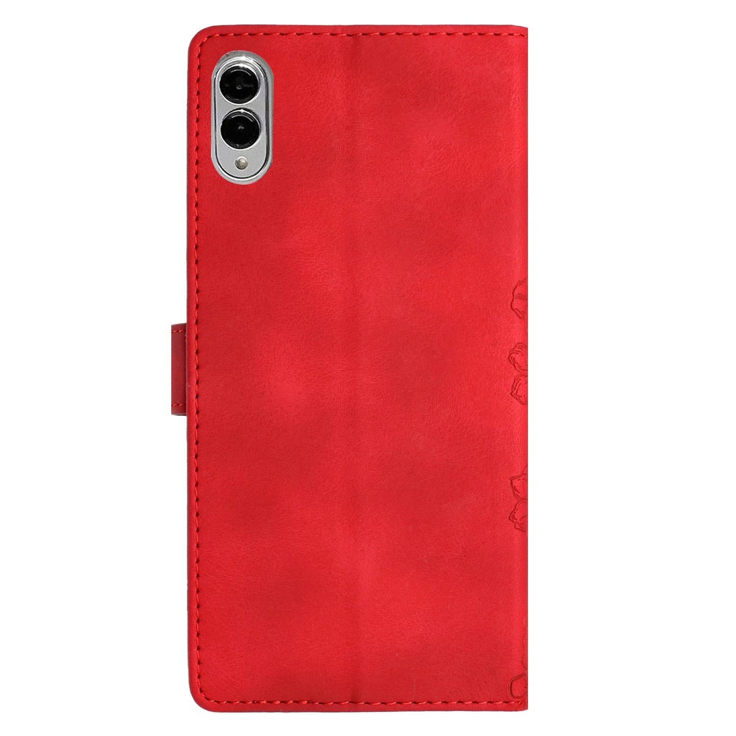 For Samsung Galaxy S25 Edge 5G Cherry Blossom Butterfly Skin Feel Embossed PU Phone Case(Red)
