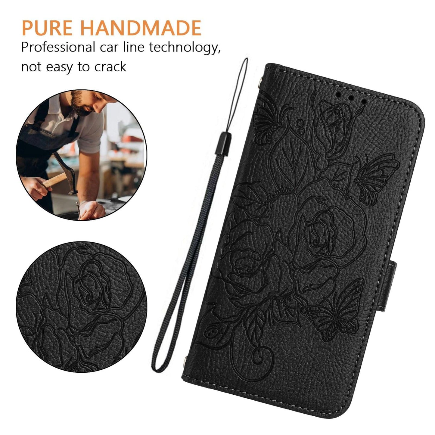 For vivo V50 5G Global Embossed Rose RFID Anti-theft Leather Phone Case(Black)