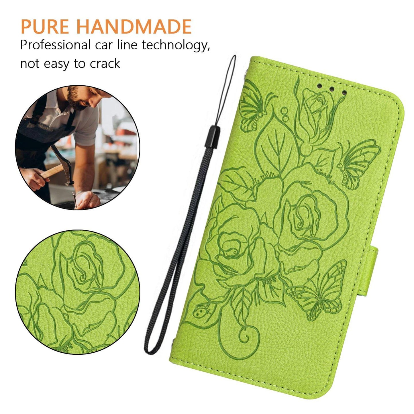 For vivo V50 Lite 5G Embossed Rose RFID Anti-theft Leather Phone Case(Green)
