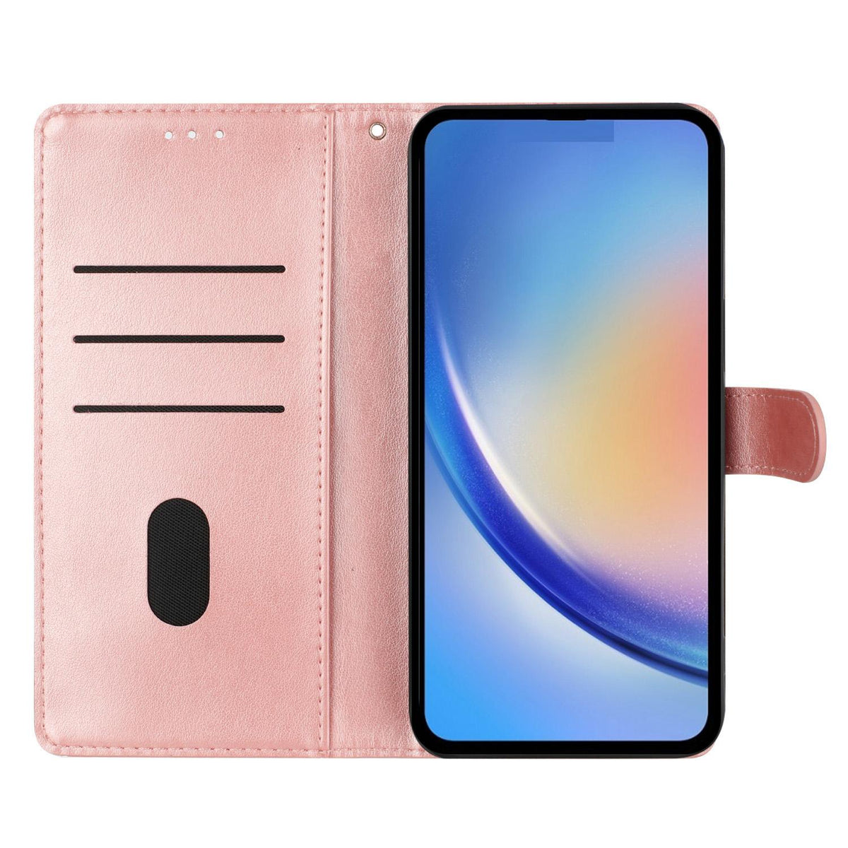 Compatible with iPhone 18 Pro Max Butterflies and Flowers Leather Phone Case - Rose Gold