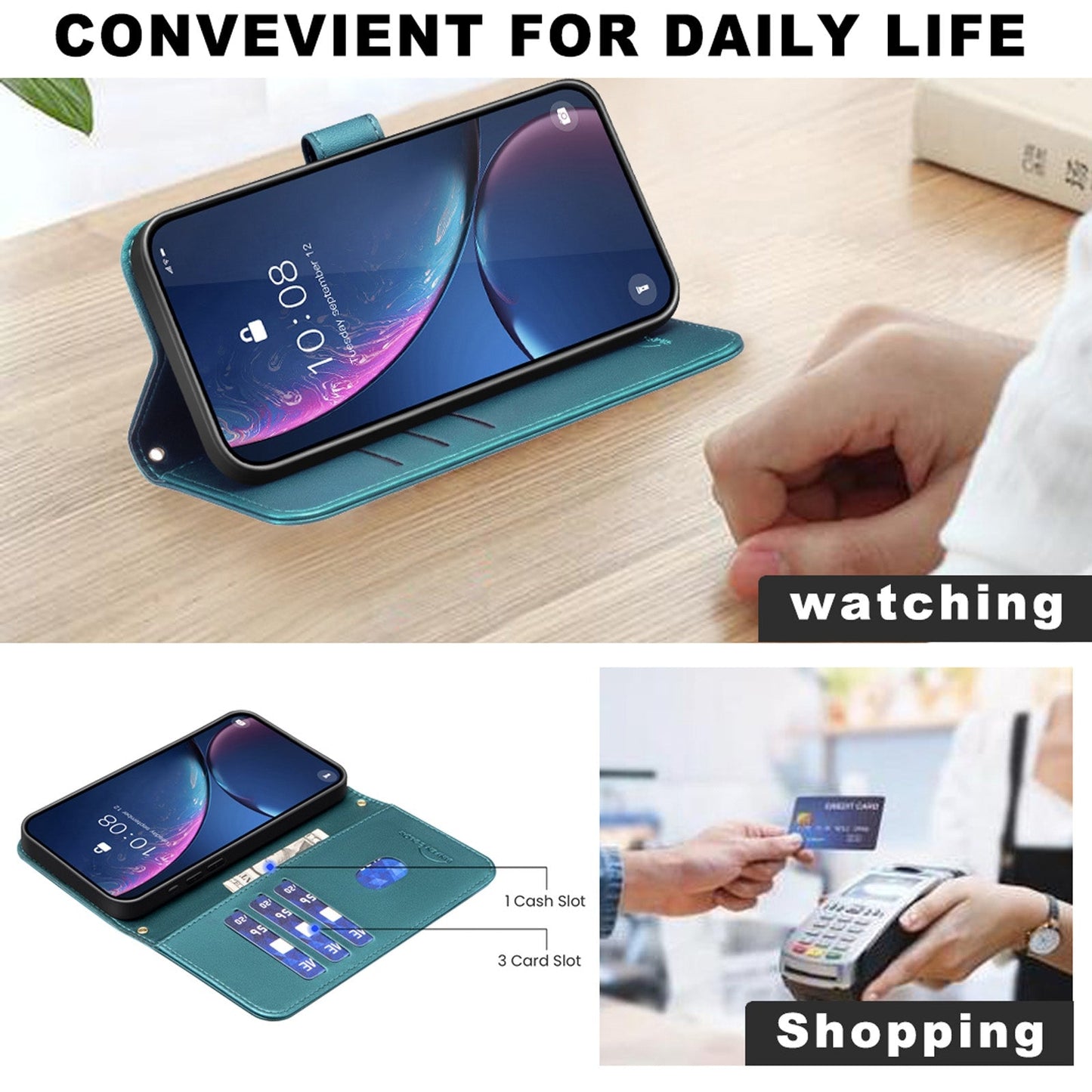For iPhone 16e Square Texture Leather Phone Case(Green)