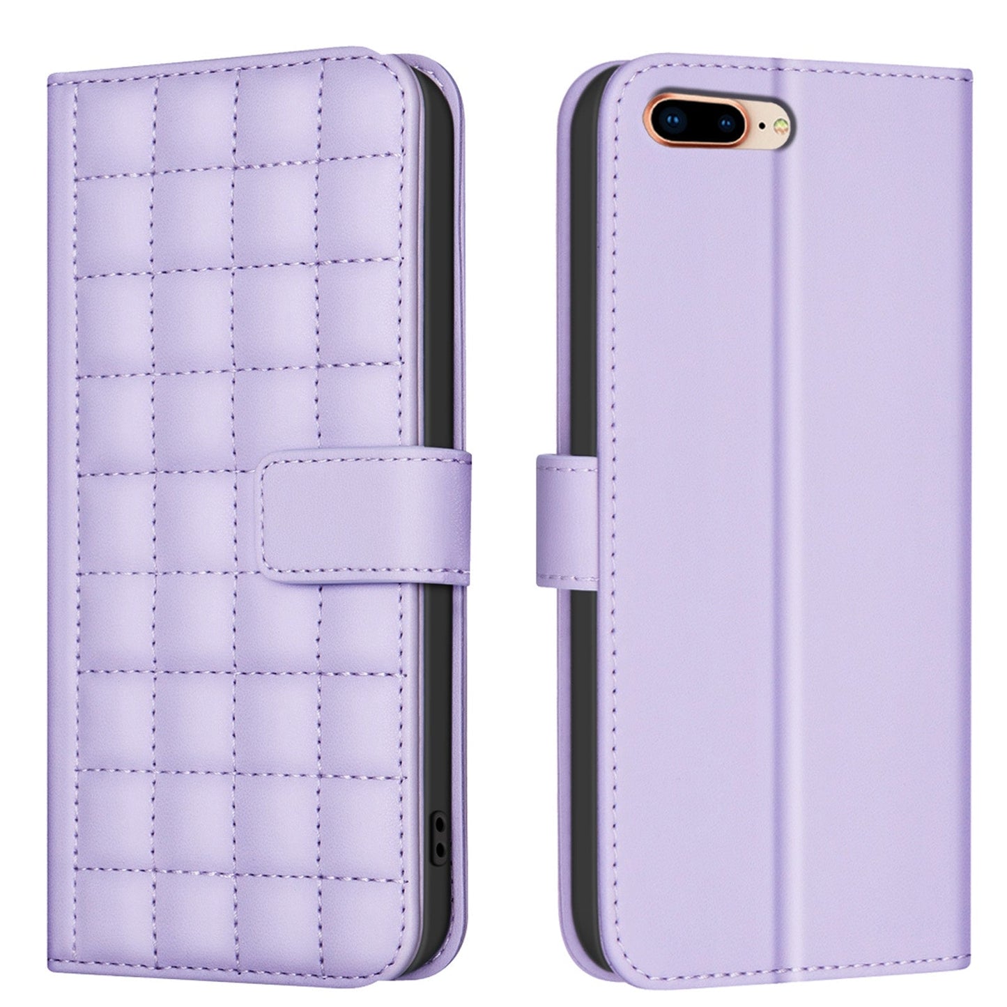 For iPhone 16e Square Texture Leather Phone Case(Purple)