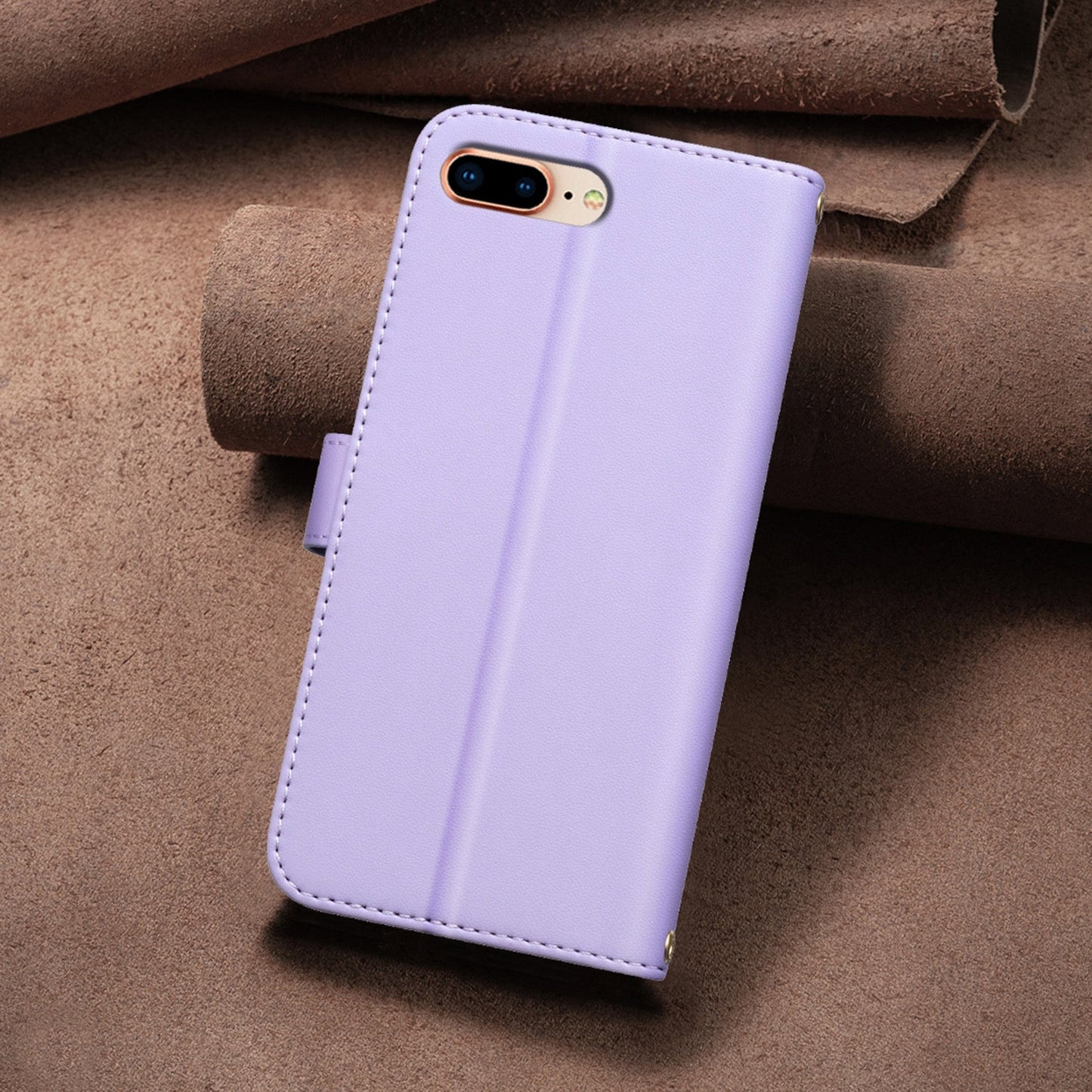 For iPhone 16e Square Texture Leather Phone Case(Purple)