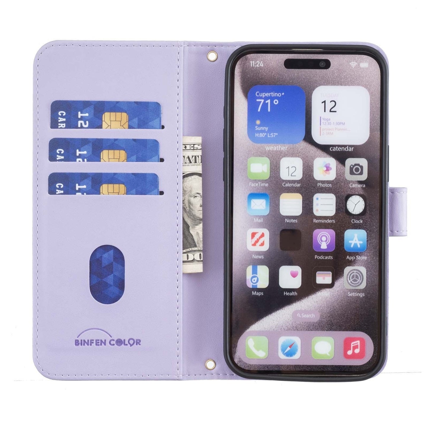 For iPhone 16e Square Texture Leather Phone Case(Purple)