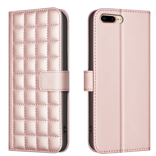 For iPhone 16e Square Texture Leather Phone Case(Rose Gold)