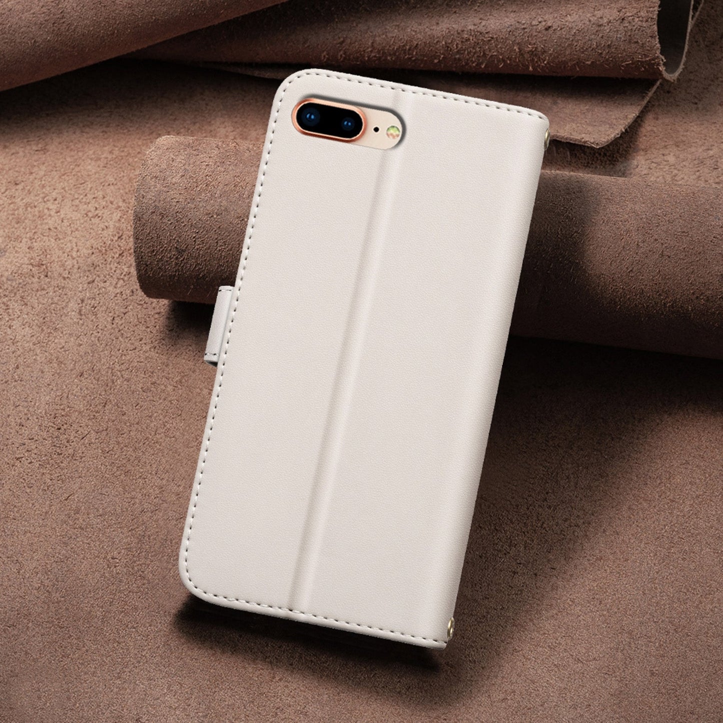 For iPhone 16e Square Texture Leather Phone Case(Beige)