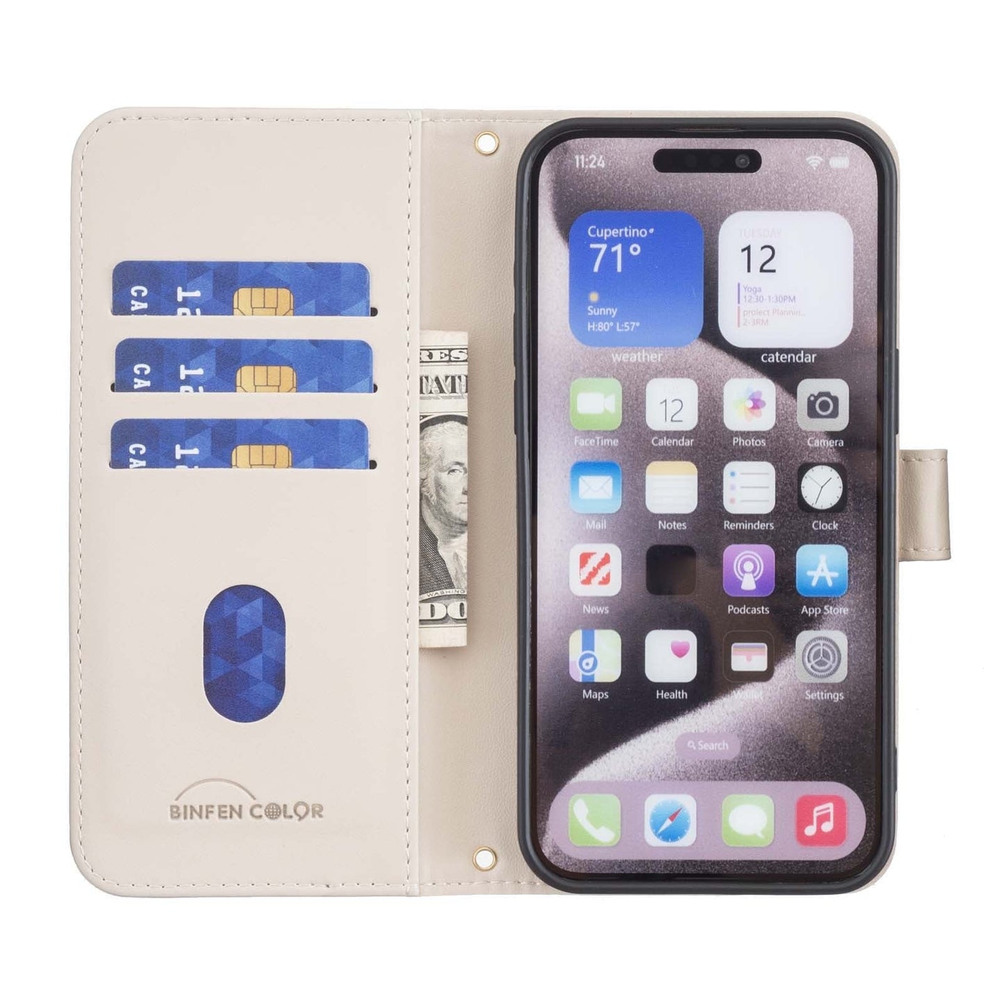 For iPhone 16e Square Texture Leather Phone Case(Beige)
