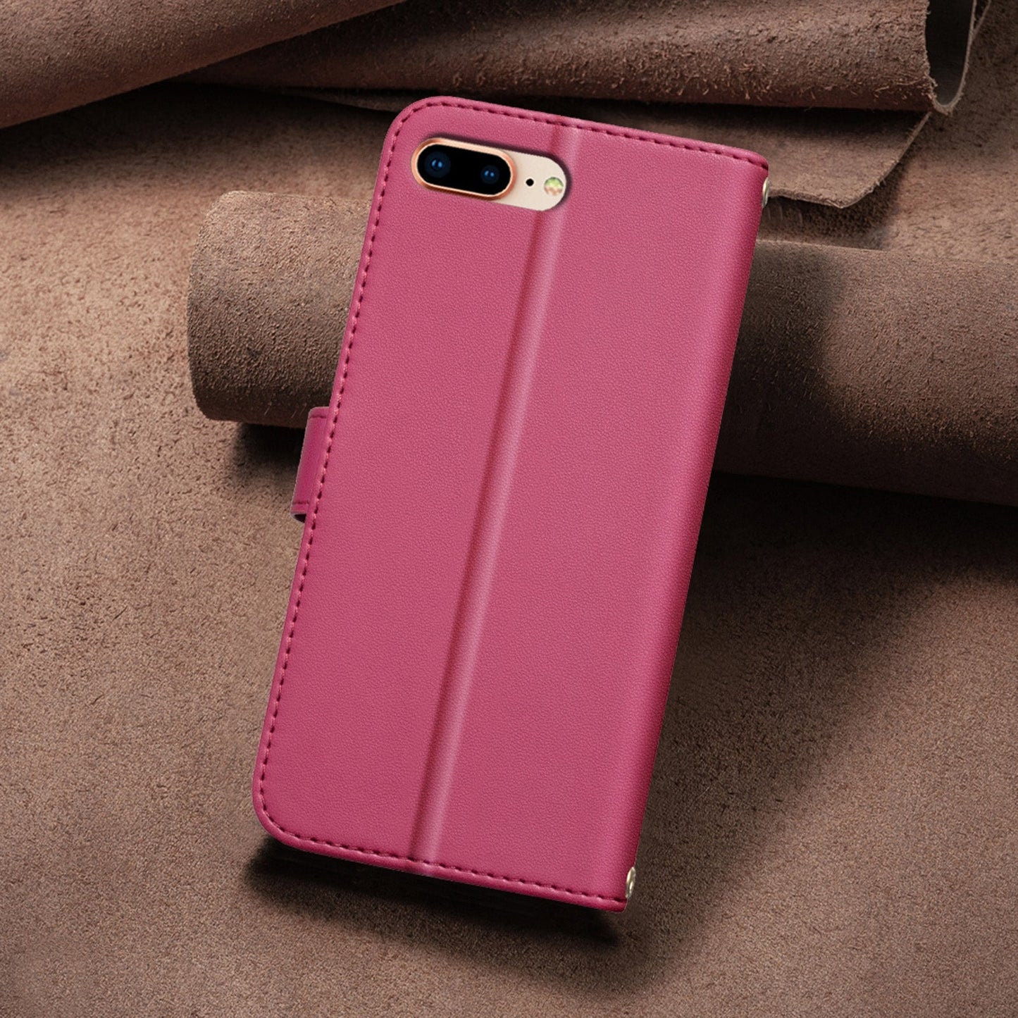For iPhone 16e Square Texture Leather Phone Case(Red)
