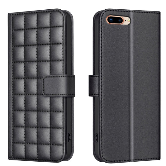 For iPhone 16e Square Texture Leather Phone Case(Black)