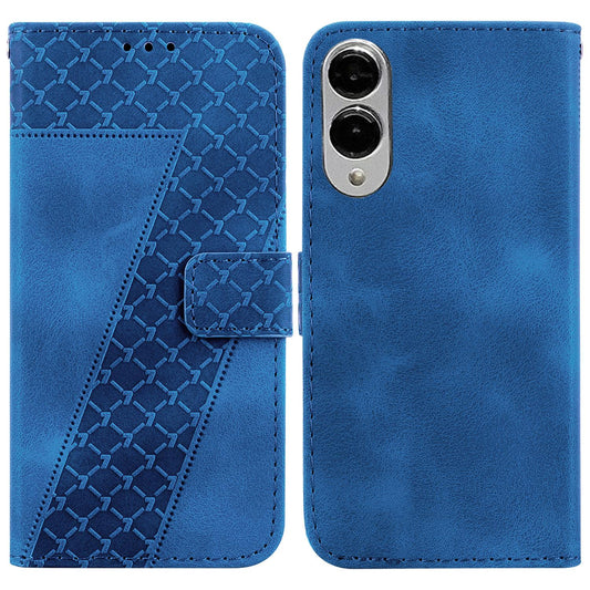 For Samsung Galaxy S25 Edge 5G Seven-shaped Embossed Leather Phone Case(Blue)