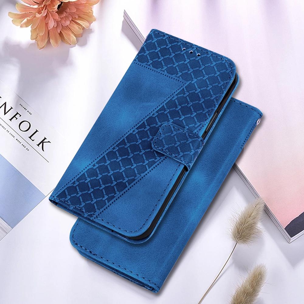 For Samsung Galaxy S25 Edge 5G Seven-shaped Embossed Leather Phone Case(Blue)
