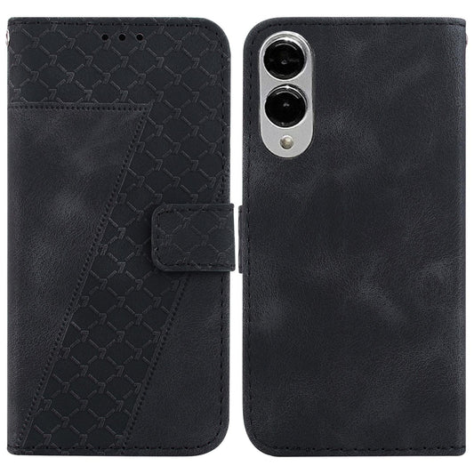 For Samsung Galaxy S25 Edge 5G Seven-shaped Embossed Leather Phone Case(Black)