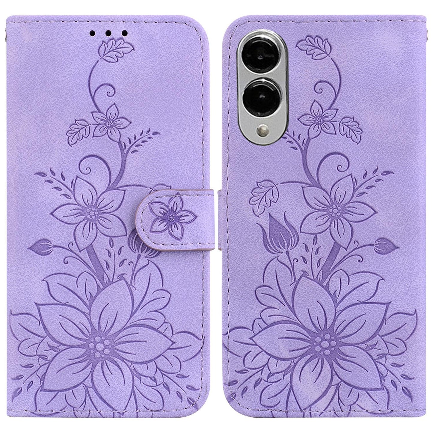 For Samsung Galaxy S25 Edge 5G Lily Embossed Leather Phone Case(Purple)