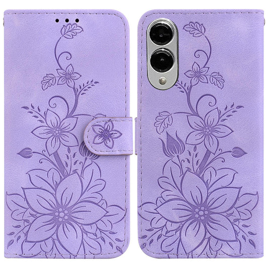 For Samsung Galaxy S25 Edge 5G Lily Embossed Leather Phone Case(Purple)