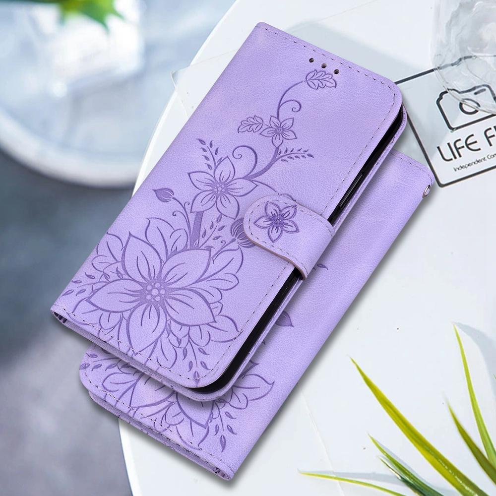 For Samsung Galaxy S25 Edge 5G Lily Embossed Leather Phone Case(Purple)