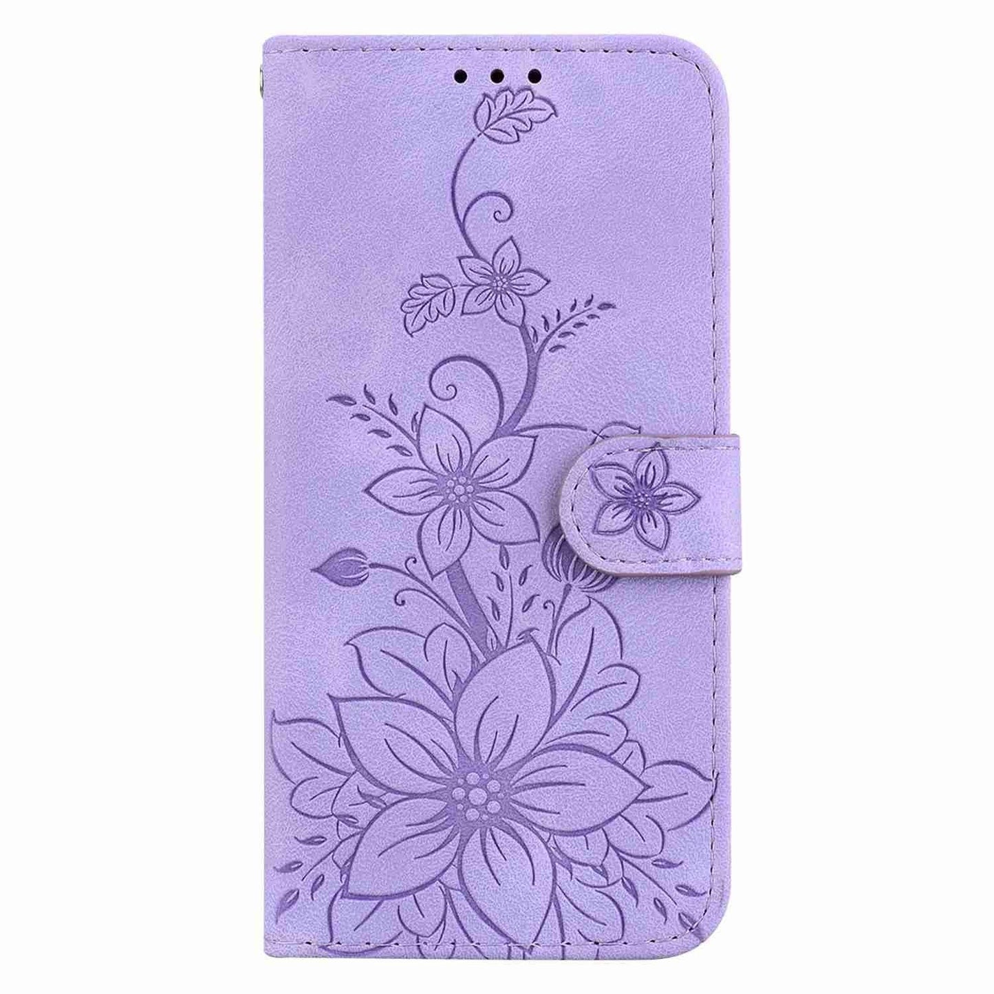 For Samsung Galaxy S25 Edge 5G Lily Embossed Leather Phone Case(Purple)