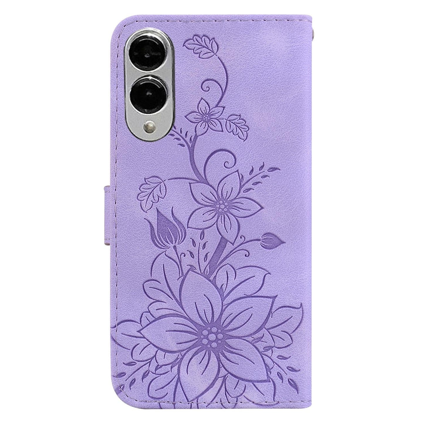 For Samsung Galaxy S25 Edge 5G Lily Embossed Leather Phone Case(Purple)