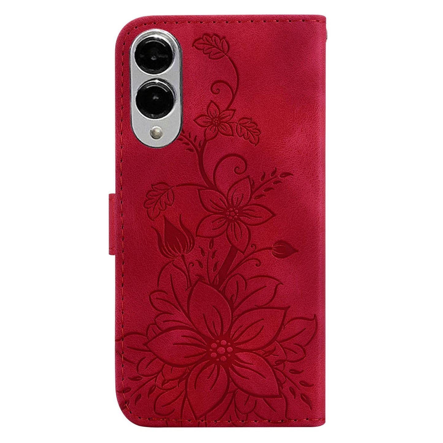 For Samsung Galaxy S25 Edge 5G Lily Embossed Leather Phone Case(Red)