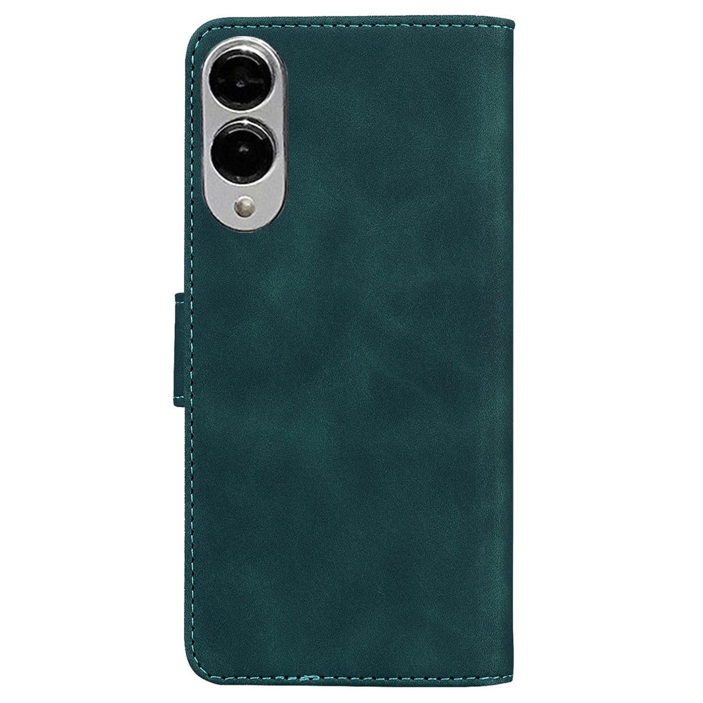 For Samsung Galaxy S25 Edge 5G Skin Feel Pure Color Flip Leather Phone Case(Green)