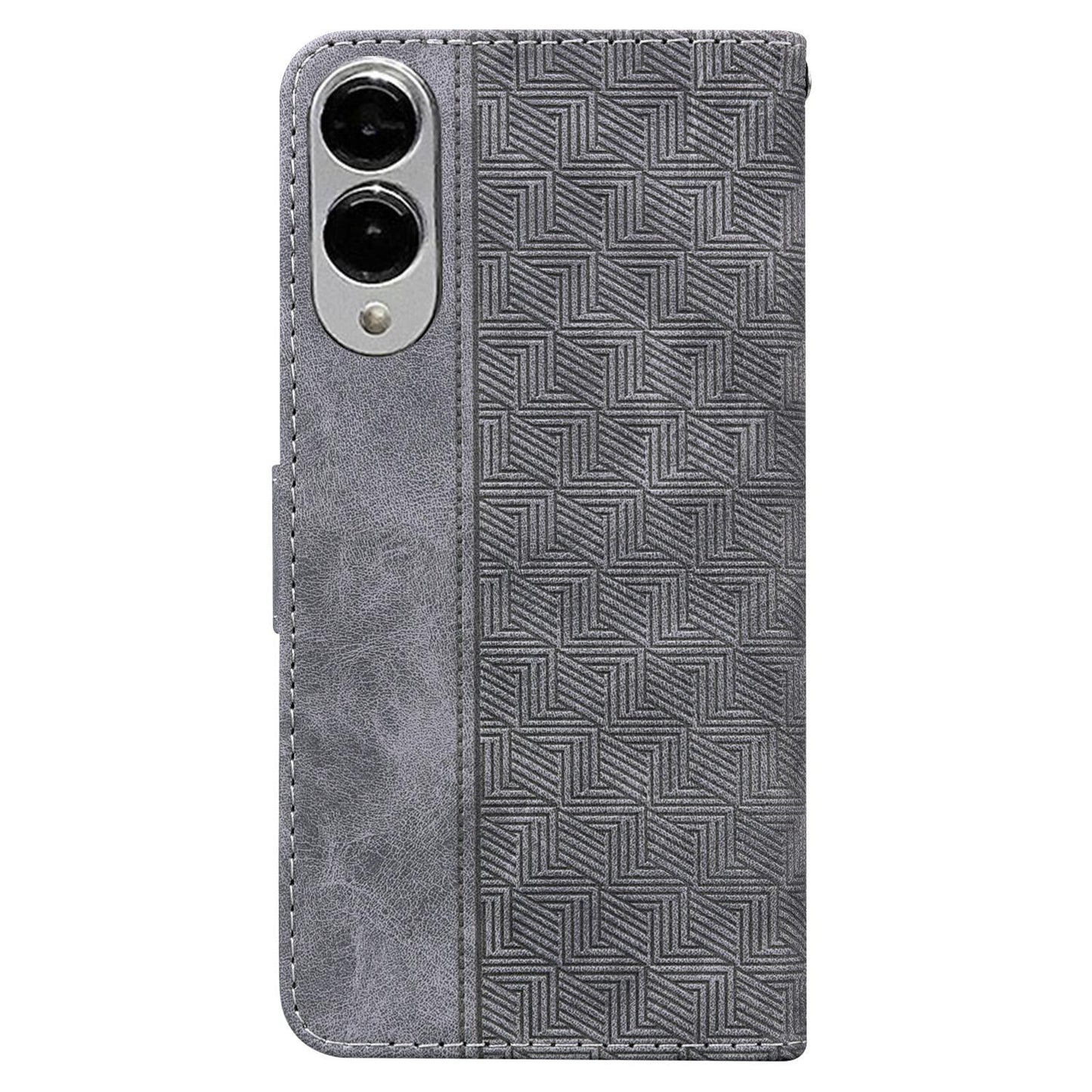 For Samsung Galaxy S25 Edge 5G Geometric Embossed Leather Phone Case(Grey)