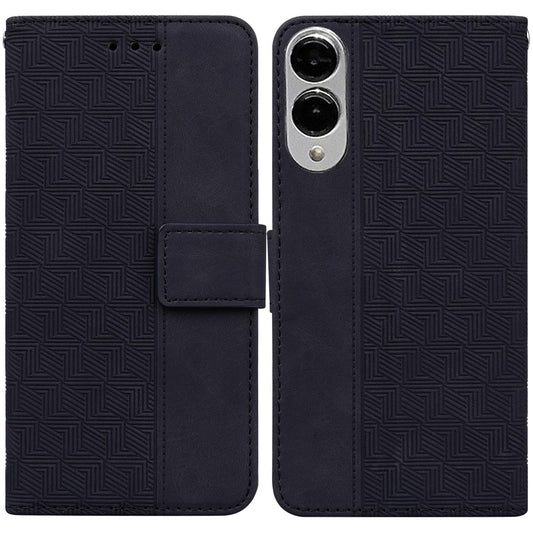 For Samsung Galaxy S25 Edge 5G Geometric Embossed Leather Phone Case(Black)