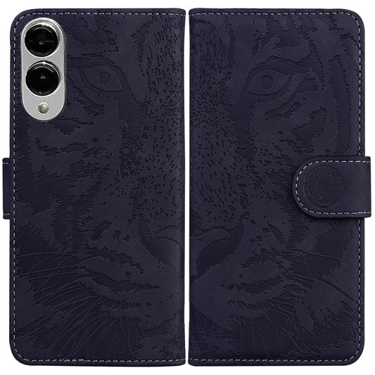 For Samsung Galaxy S25 Edge 5G Tiger Embossing Pattern Flip Leather Phone Case(Black)