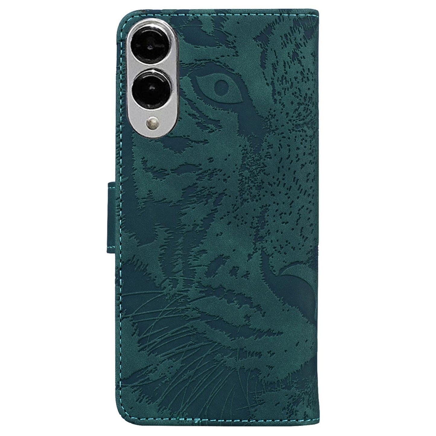 For Samsung Galaxy S25 Edge 5G Tiger Embossing Pattern Flip Leather Phone Case(Green)
