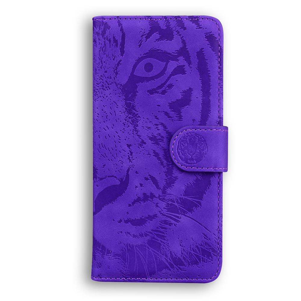 For Samsung Galaxy S25 Edge 5G Tiger Embossing Pattern Flip Leather Phone Case(Purple)