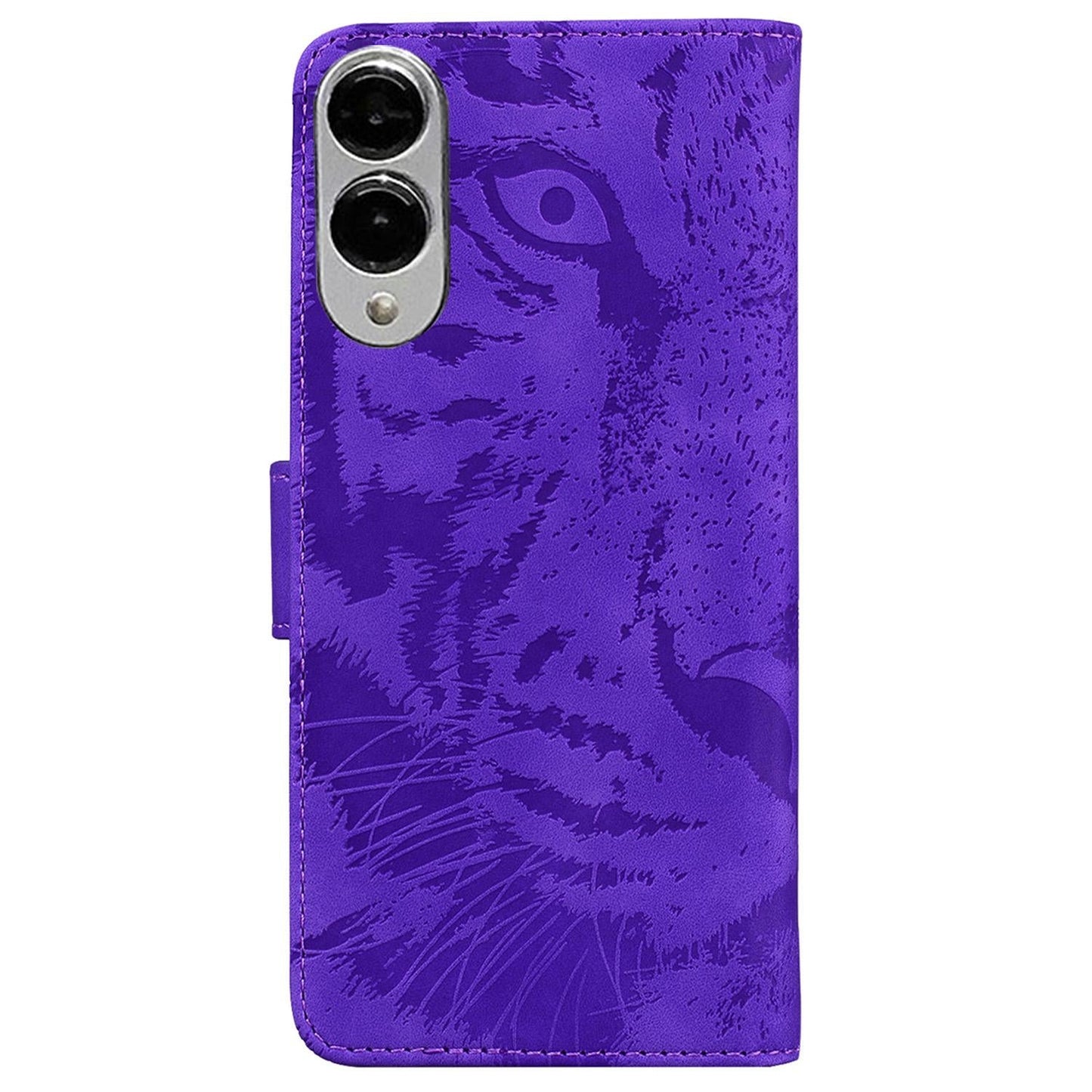 For Samsung Galaxy S25 Edge 5G Tiger Embossing Pattern Flip Leather Phone Case(Purple)