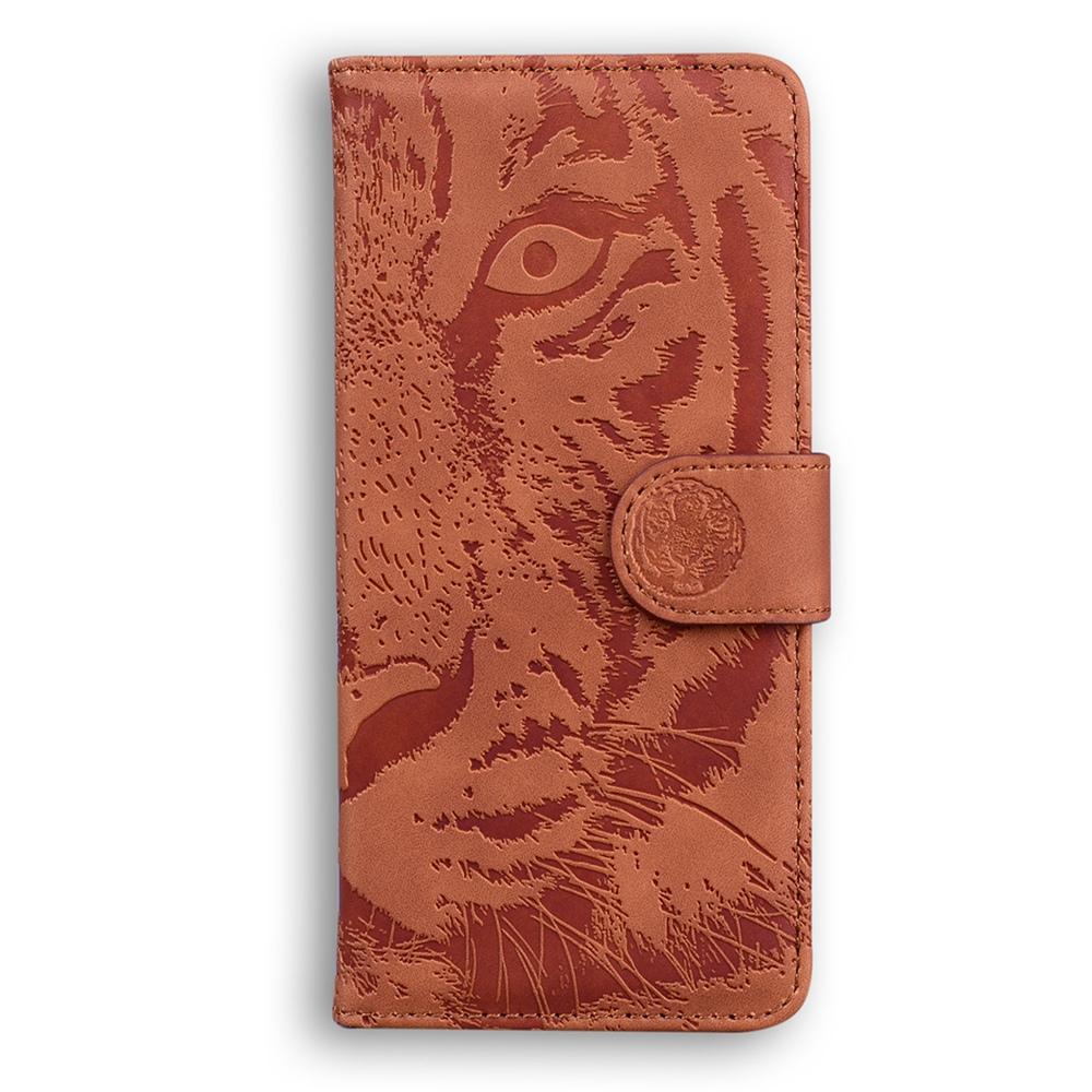 For Samsung Galaxy S25 Edge 5G Tiger Embossing Pattern Flip Leather Phone Case(Brown)