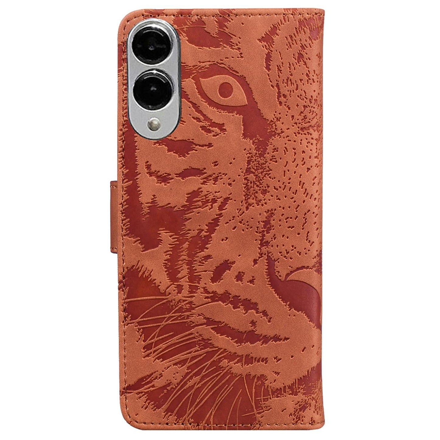 For Samsung Galaxy S25 Edge 5G Tiger Embossing Pattern Flip Leather Phone Case(Brown)