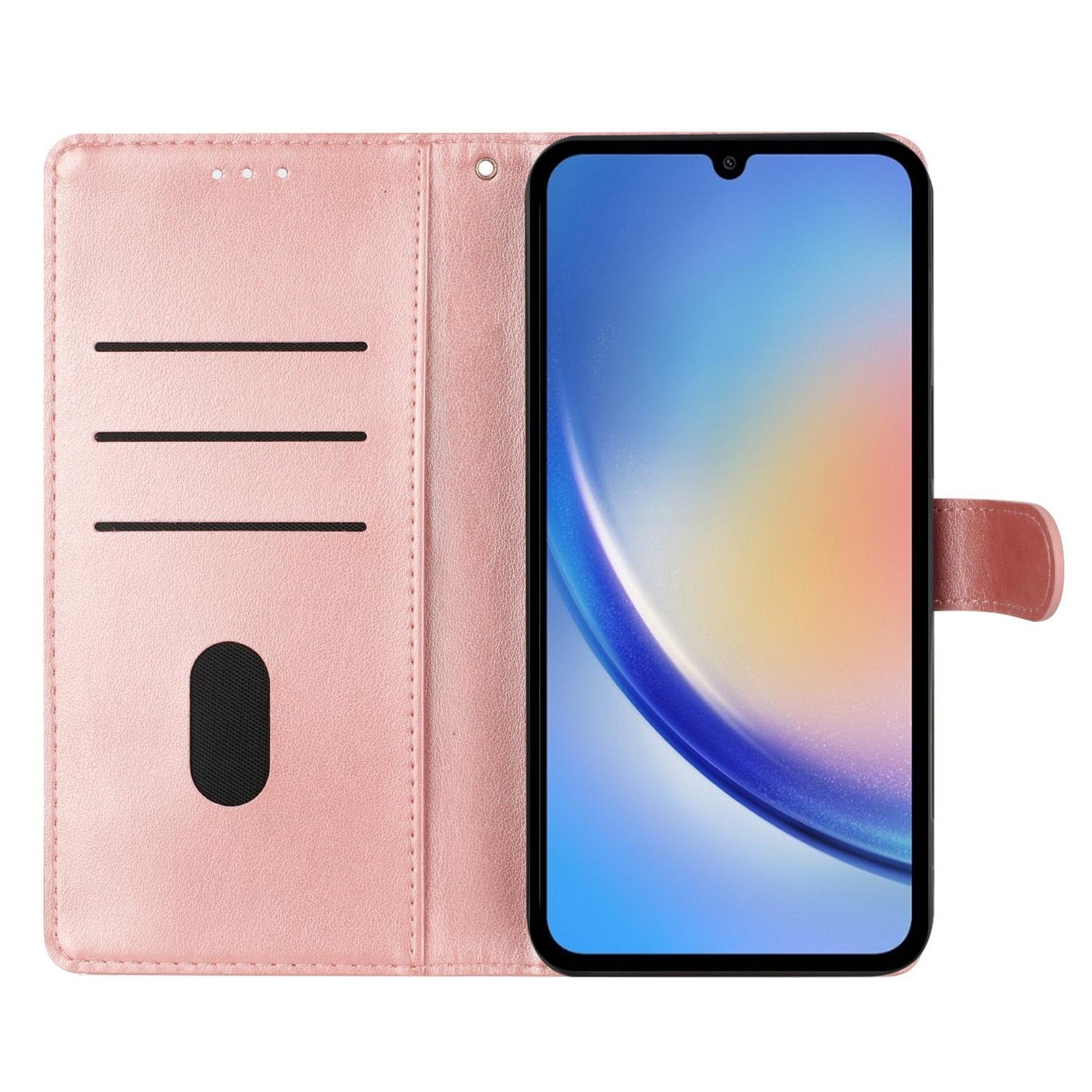 For Samsung Galaxy S25 Edge 5G Butterflies and Flowers Leather Phone Case(Rose Gold)