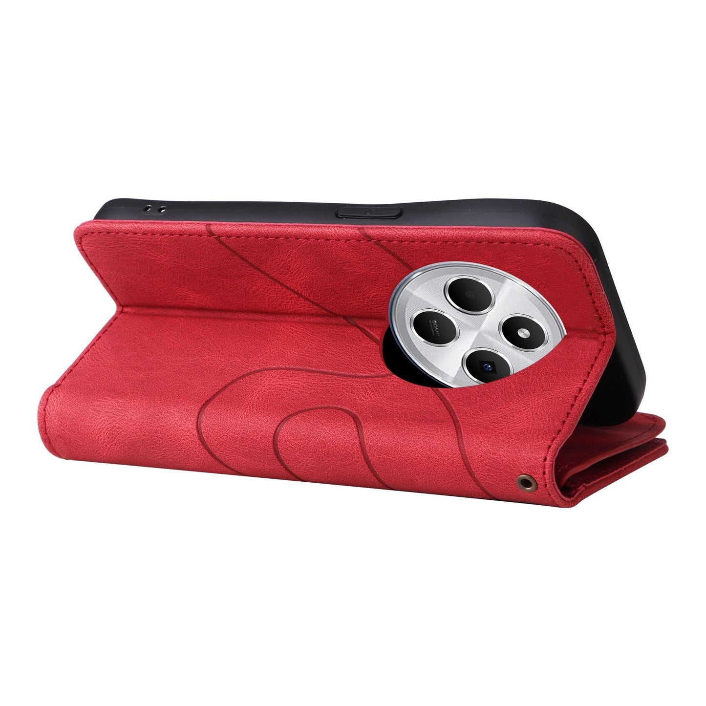 For Redmi 14C 4G Global Dual-color 9 Card Slots Zipper Wallet Leather Phone Case(Red)