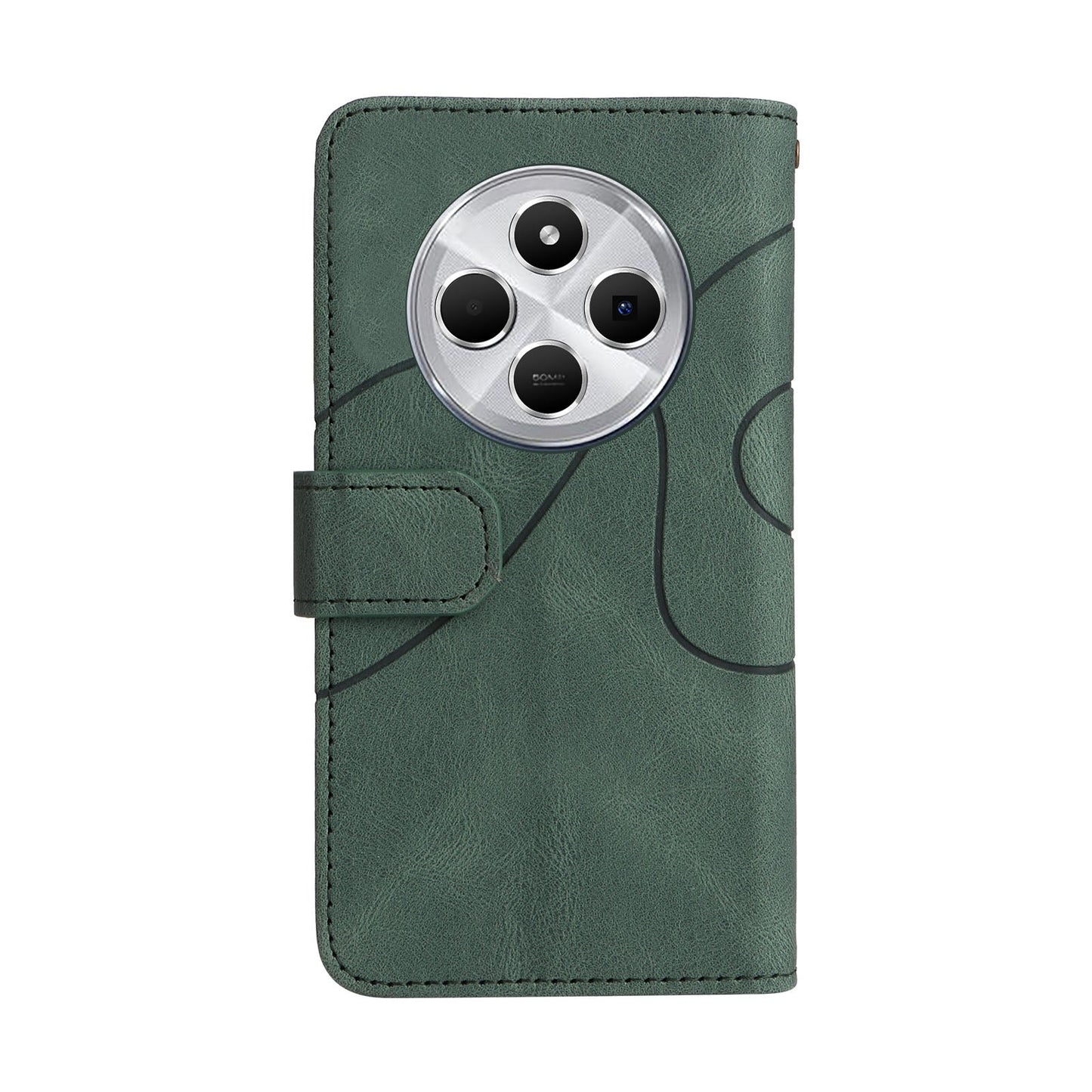 For Redmi 14C 4G Global Dual-color 9 Card Slots Zipper Wallet Leather Phone Case(Green)