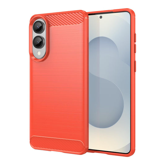 For Samsung Galaxy S25 Edge 5G Carbon Fiber Brushed Texture TPU Phone Case(Red)