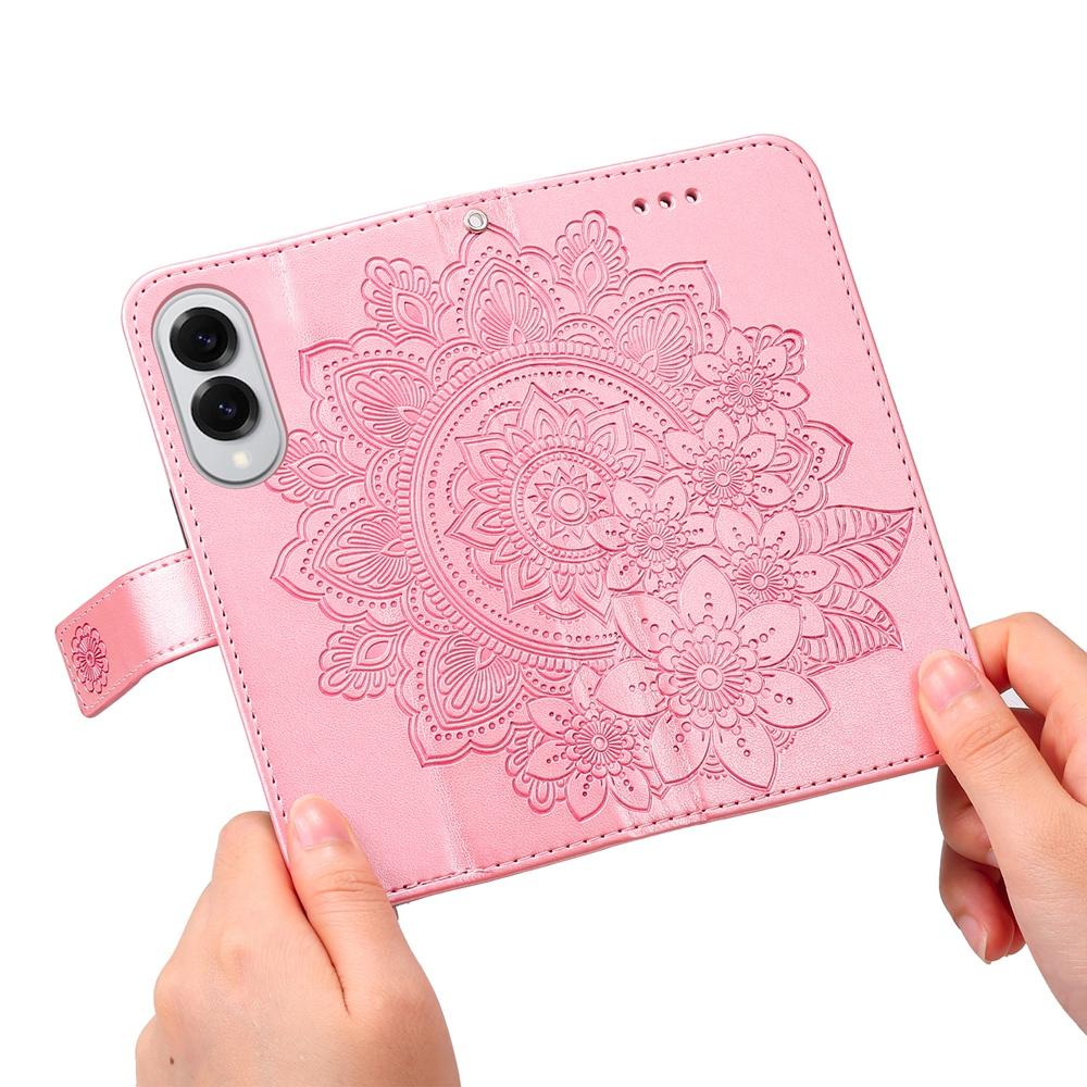 For Samsung Galaxy S25 Edge 5G Seven-petal Flowers Embossing Leather Phone Case(Rose Gold)