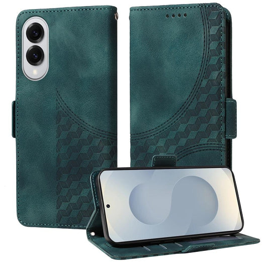 For Samsung Galaxy S25 Edge 5G Embossed Rhombus Starry Leather Phone Case(Green)