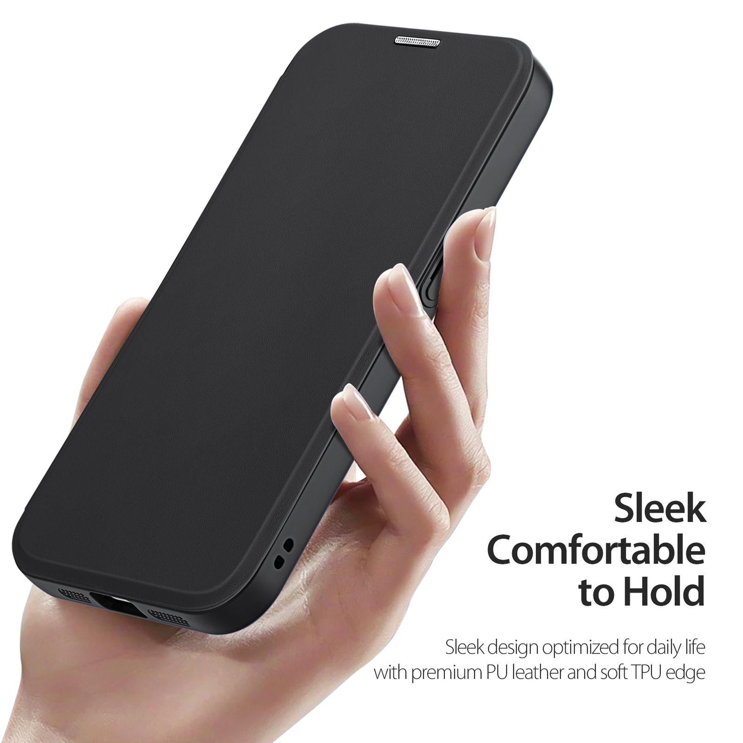 For iPhone 16e DUX DUCIS Skin X Pro Series MagSafe Ring Holder Leather Phone Case(Black)