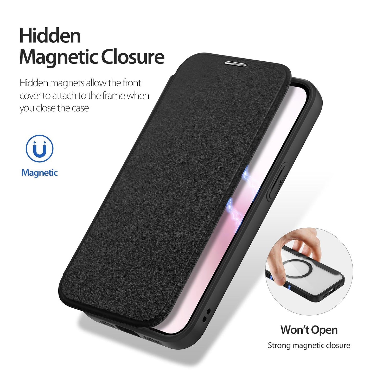 For iPhone 16e DUX DUCIS Skin X Pro Series MagSafe Ring Holder Leather Phone Case(Black)