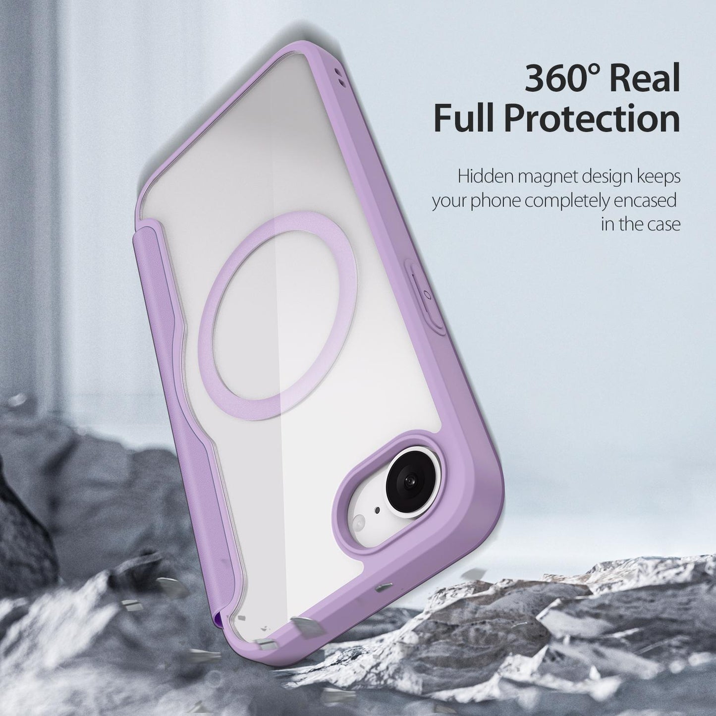 For iPhone 16e DUX DUCIS Skin X Pro Series MagSafe Ring Holder Leather Phone Case(Purple)
