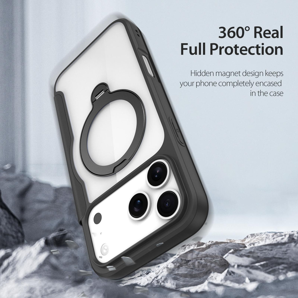 Compatible with iPhone 18 Pro Max & 17 Pro Max DUX DUCIS Skin X Pro Series MagSafe Ring Holder Leather Phone Case - Black