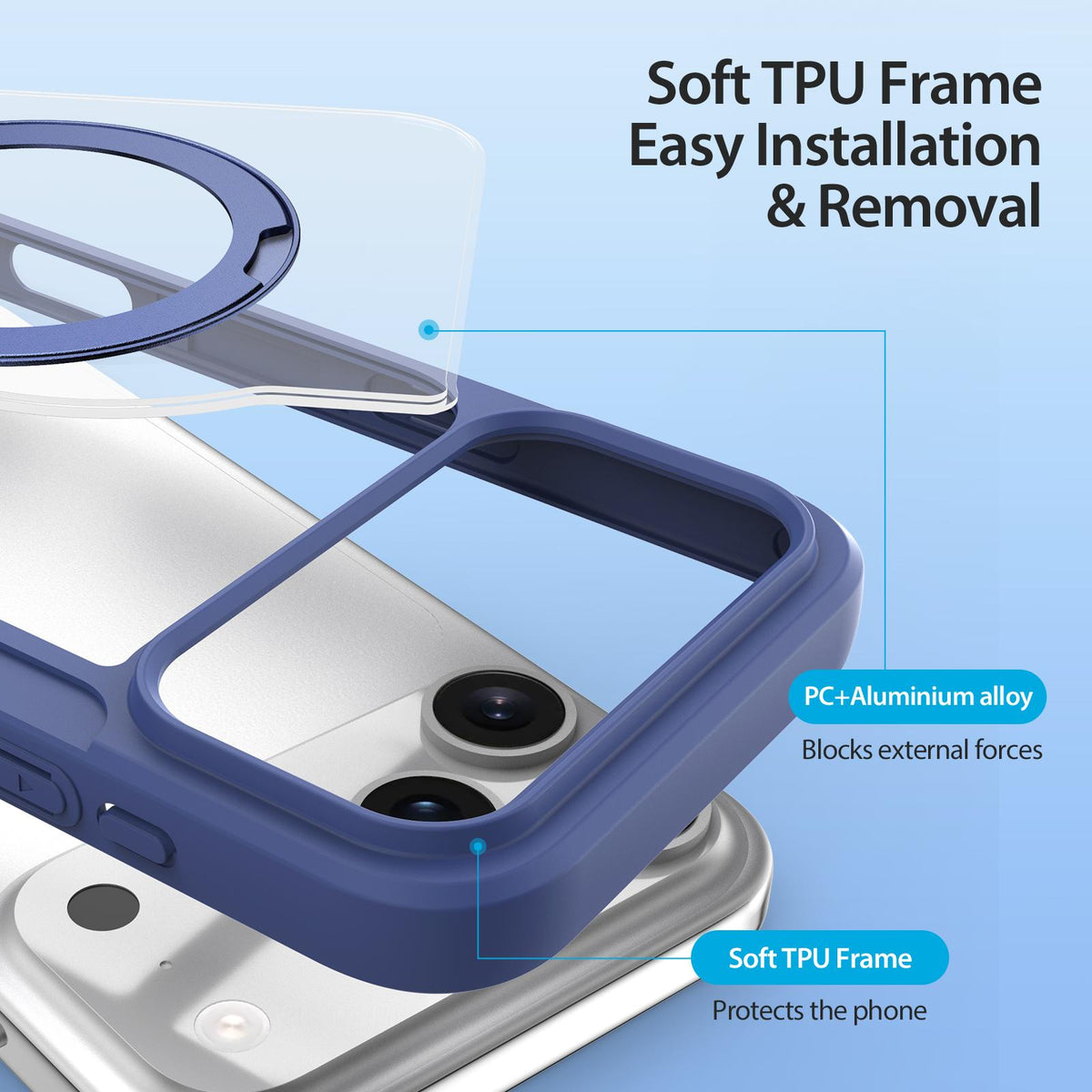 Compatible with iPhone 18 Pro Max & 17 Pro Max DUX DUCIS Skin X Pro Series MagSafe Ring Holder Leather Phone Case - Blue