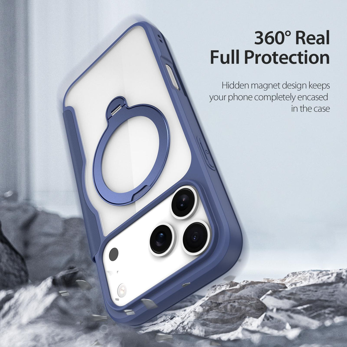 Compatible with iPhone 18 Pro Max & 17 Pro Max DUX DUCIS Skin X Pro Series MagSafe Ring Holder Leather Phone Case - Blue