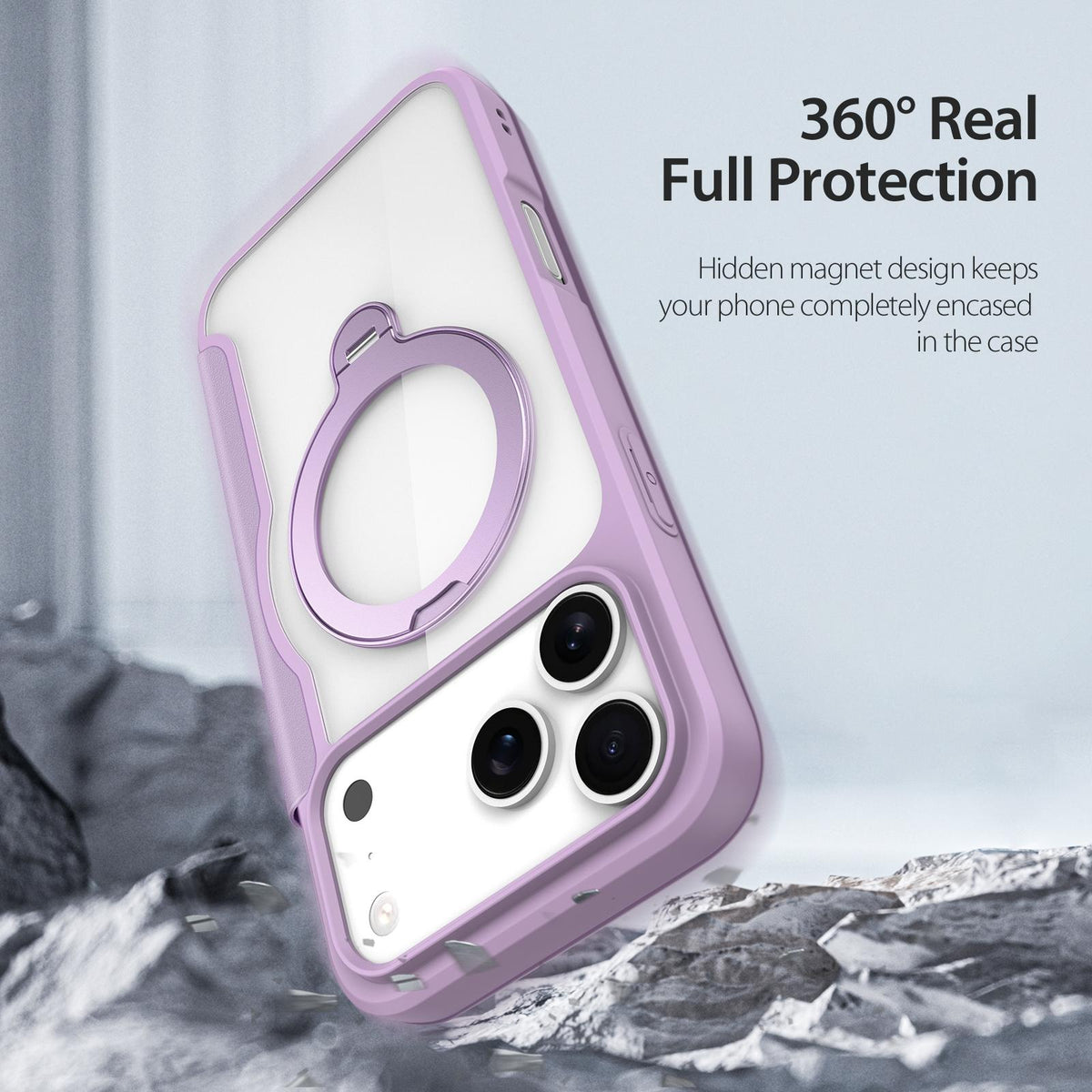 Compatible with iPhone 18 Pro Max & 17 Pro Max DUX DUCIS Skin X Pro Series MagSafe Ring Holder Leather Phone Case - Purple