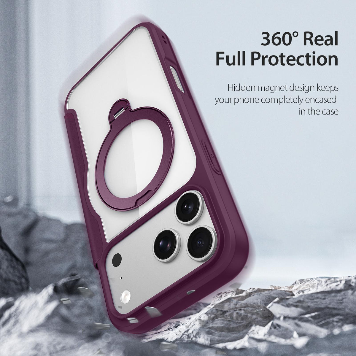 Compatible with iPhone 18 Pro Max & 17 Pro Max DUX DUCIS Skin X Pro Series MagSafe Ring Holder Leather Phone Case - Cherry Red
