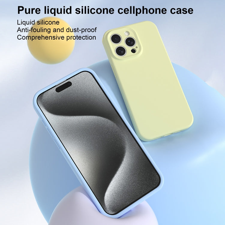 For iPhone 16 Pro Max Precise Hole Liquid Silicone Jelly Color Full Coverage Phone Case(Mint Green)