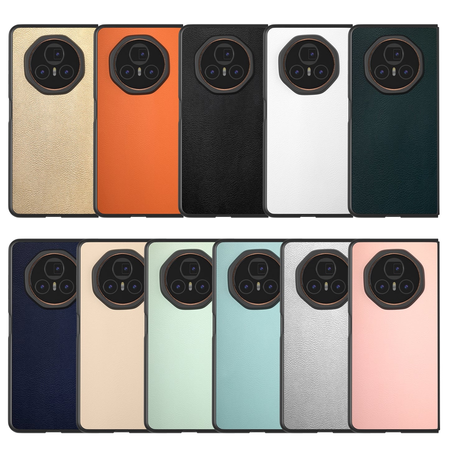 For Honor Magic V3 PU Leather Black Frame Full Coverage Phone Case(Peach Pink)