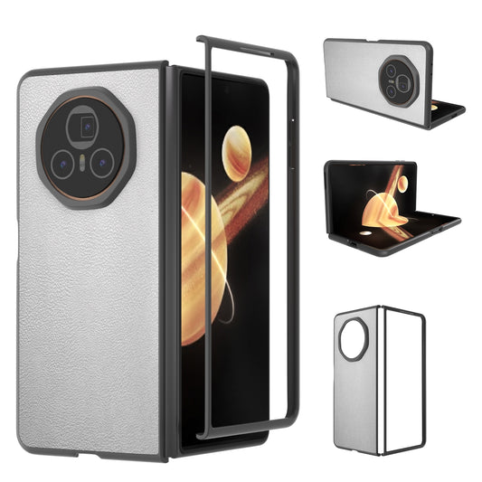 For Honor Magic V3 PU Leather Black Frame Full Coverage Phone Case(Silver)