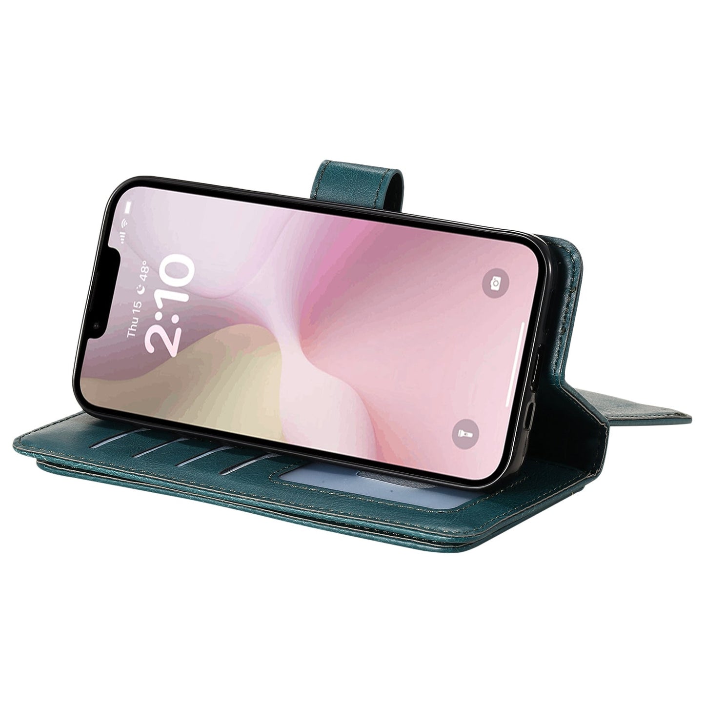 For iPhone 16e Multi-Function Wallet 10 Card Slots Leather Phone Case(Dark Green)