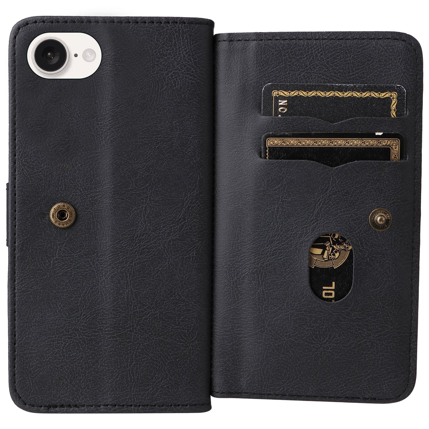 For iPhone 16e Multi-Function Wallet 10 Card Slots Leather Phone Case(Black)